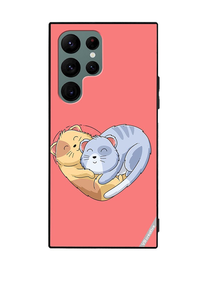 VR CREATIVE Protective Case Cover For Samsung Galaxy S22 Ultra 5G Klover Cat Design Multicolour - Image 1