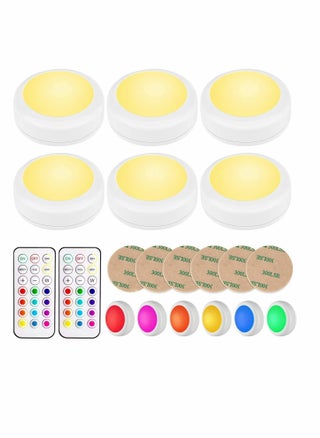 LED Puck Lights with Remote Control, Wireless Under Cabinet Lighting, Battery Powered Lights, Stick on Color Changing Dimmer and Timer, AA Operated Closet Light, 6 Pack - pzsku/Z7E831A9EEACC41D79878Z/45/_/1696819874/9ed3e935-250a-4e30-8a09-0f3b4c100b2e