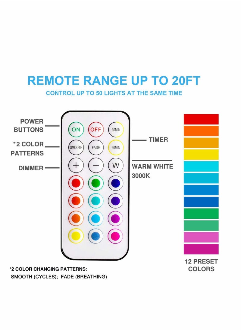 KASTWAVE - LED Puck Lights with Remote Control, Wireless Under Cabinet Lighting, Battery Powered Lights, Stick on Color Changing Dimmer and Timer, AA Operated Closet Light, 6 Pack - Image 1