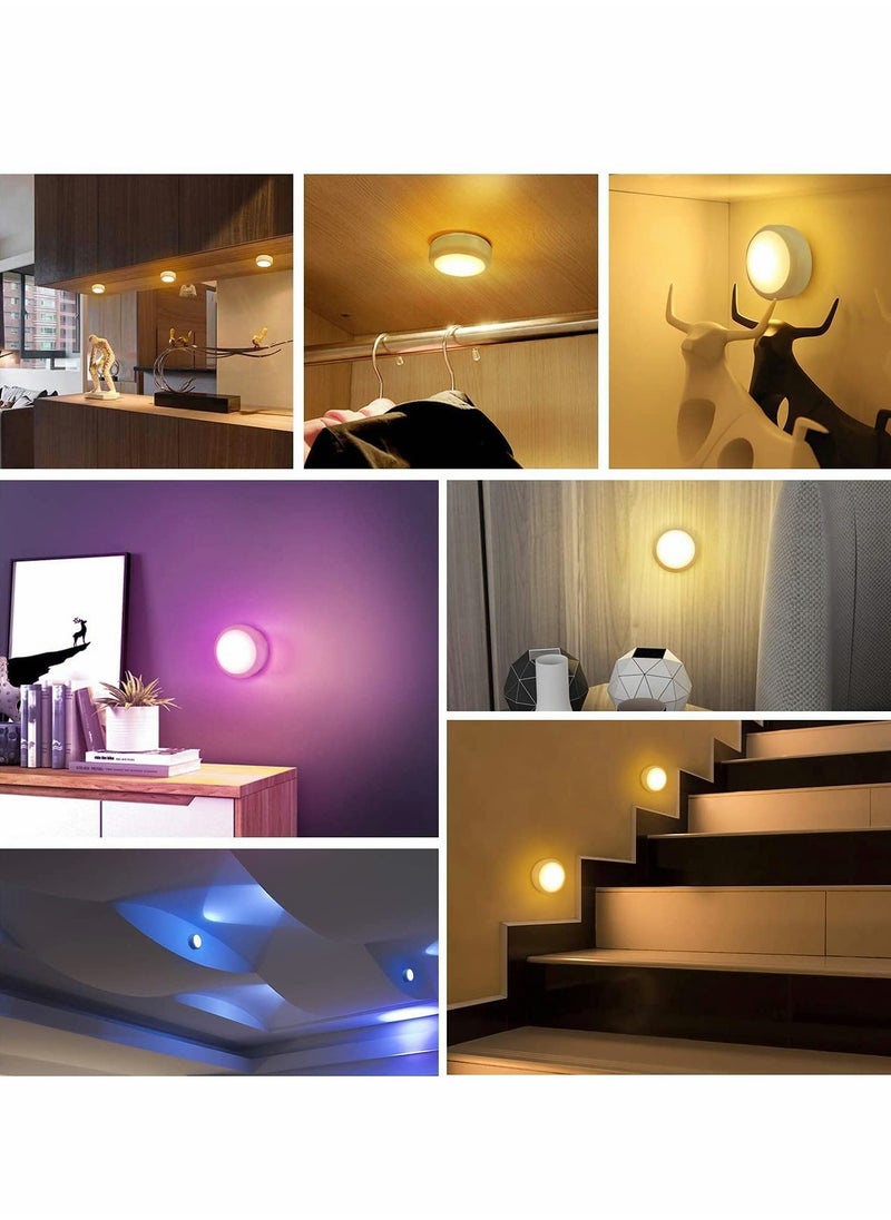 KASTWAVE - LED Puck Lights with Remote Control, Wireless Under Cabinet Lighting, Battery Powered Lights, Stick on Color Changing Dimmer and Timer, AA Operated Closet Light, 6 Pack - Image 1