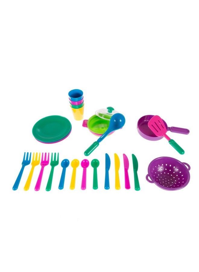 Hey! Play! Kids Play Dish Set 27 Piece Tableware Dish Set With Dish Drainer For Kitchen Playset And Pretend Food Toys For Boys And Girls - Image 3
