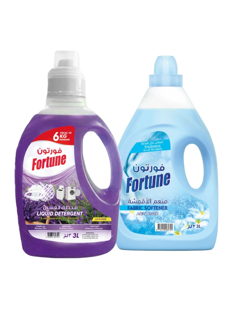 فورتون مجموعة سوبر سيفر لتنظيف الغسيل مع 3 لتر منعم الأقمشة الأزرق 3 لتر منظف سائل برائحة اللافندر - Image 5