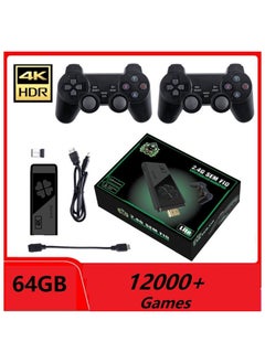 4K HD video game console, dual 2.4G wireless controllers, plug-and-play video game stick, built-in 12,000 games, retro handheld game console