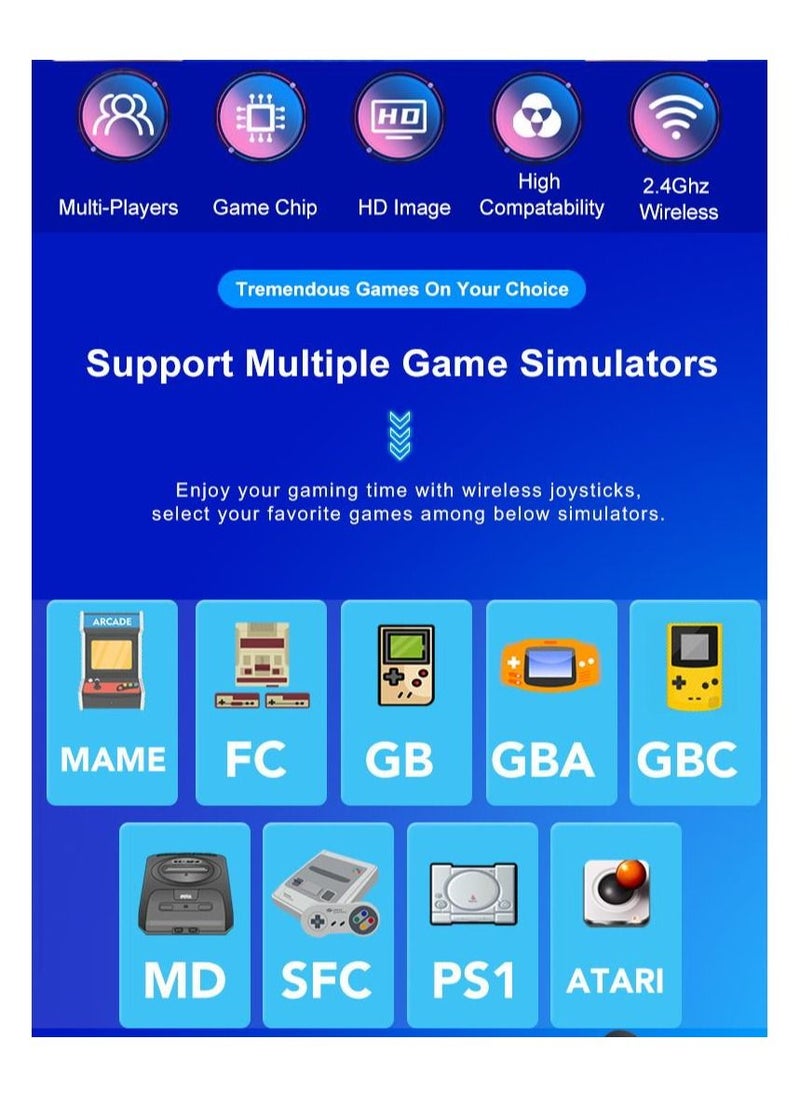 Generic - 4K HD video game console, dual 2.4G wireless controllers, plug-and-play video game stick, built-in 12,000 games, retro handheld game console - Image 1