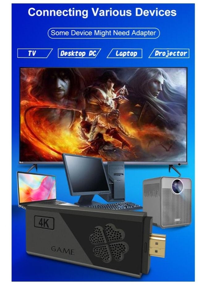 Generic - 4K HD video game console, dual 2.4G wireless controllers, plug-and-play video game stick, built-in 12,000 games, retro handheld game console - Image 1