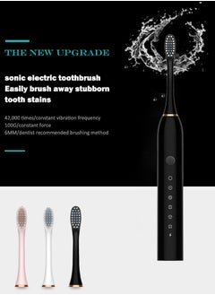 VOGMAX Sonic Electric Toothbrushes Adult Soft-bristle household rechargeable waterproof couple toothbrush head set Black  - Image 2