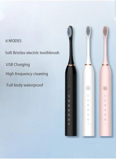 VOGMAX Sonic Electric Toothbrushes Adult Soft-bristle household rechargeable waterproof couple toothbrush head set Black  - Image 3