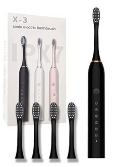 VOGMAX Sonic Electric Toothbrushes Adult Soft-bristle household rechargeable waterproof couple toothbrush head set Black  - Image 1