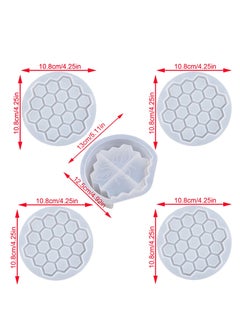 Excefore مجموعة قوالب الراتينج 4 قطع لصينية الص honeycomb مع صندوق تنظيم، وقوائم شمع النحل للمشروبات، مجموعة صنع صينية الراتينج epoxy، حرف الراتينج DIY لصينية أكواب القهوة اليدوية، ديكور المنزل  - Image 5