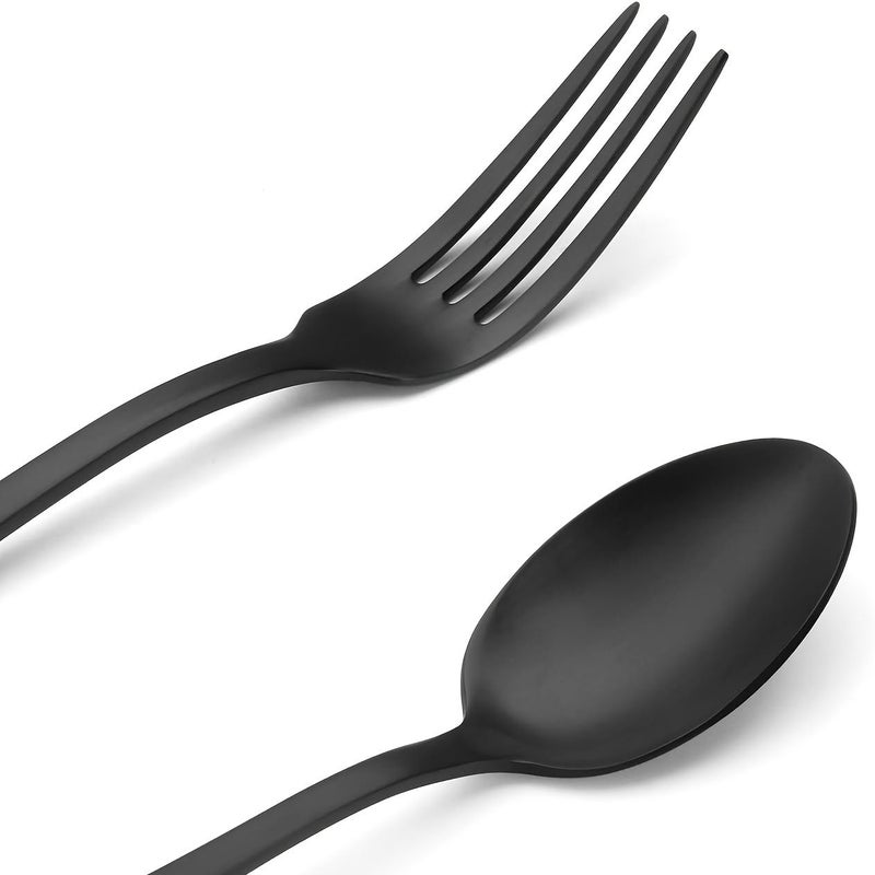 Black 8pcs Stainless Steel Cutlery Set With Knives Forks Spoons And Coffee Spoons Mirror Polish Durable Dishwasher Safe For Home Restaurant Hotel Wedding - Image 5