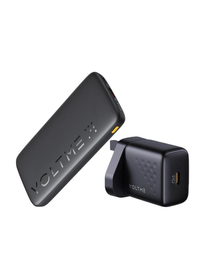 10,000mAh 22.5W PD Fast Charging Power Bank, Ultra Slim 10,000mAh External Battery, Type-C Fast Charging, Portable Power Bank Compatible with iPhone 17 Air/Pro Max/16 Pro Max/16 Pro/16 Plus/15/14/13/12, Samsung Galaxy S25/S24/S23/S22/S21, Pixel 6/7, iPad and more, High-Speed Charging, Lightweight and Compact Design for Travel (Black) + 20W PD iPhone Type-C Charger, Fast Charging Head for iPhone 15, Universal Type-C Power Adapter, USB-C Wall Charger Compatible with iPhone 15/15 Pro/15 Pro Max/15 Plus/14/13/12/11, High-Speed Charging, Built-in Adapter – Black (Bundle)
