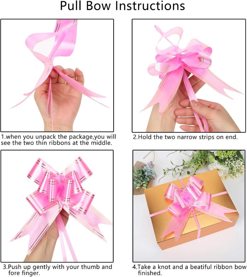 Pull Bows: 80-Piece Tulle Set, 7-8 Cm Assembled Width, Instant Ready-To-Use Bow In Seconds - High-Quality Full Voluminous Shape Gift Bows For Christmas Weddings Birthdays Diy Crafts Home Events - Image 3
