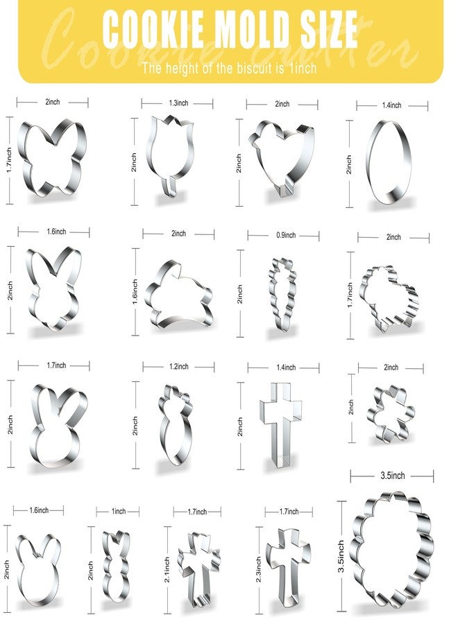 ZADE Mini Easter Cookie Cutters - 17PCS Stainless Steel Easter Cookie Cutters - Chick, Cross, Bunny, Sheep,Butterfly, Sheep,Carrot and More Shapes Biscuit Cutter for Baking and Holiday Treats - Image 2