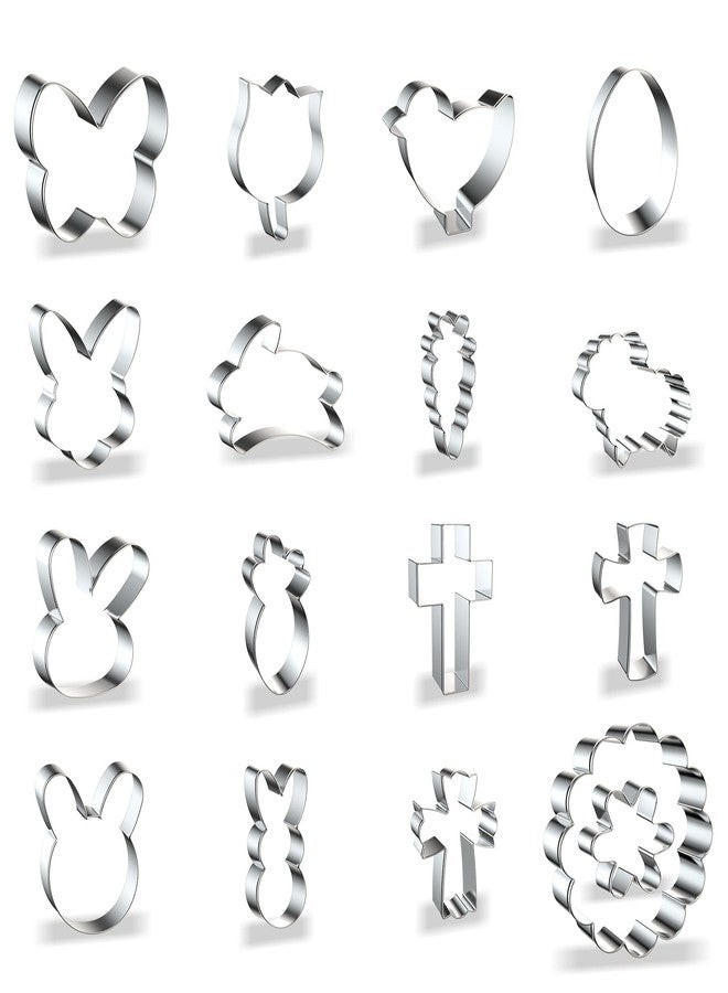 ZADE Mini Easter Cookie Cutters - 17PCS Stainless Steel Easter Cookie Cutters - Chick, Cross, Bunny, Sheep,Butterfly, Sheep,Carrot and More Shapes Biscuit Cutter for Baking and Holiday Treats - Image 1