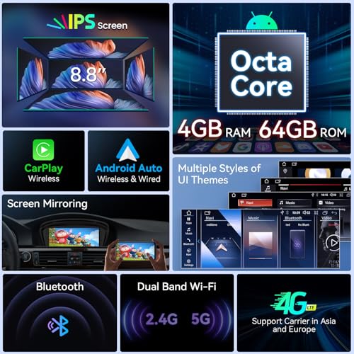 XTRONS 88 Inch Android 14 Car Stereo for BMW 3 Series E90E93 5 Series E60 E61 M5 20092012 CIC System IPS Touch Screen 464GB GPS Navigation Support Wireless CarPlay Android Auto 4G LTE - Image 3