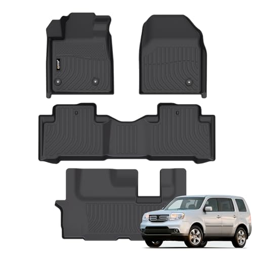 Jenofa-Floor Mats for Honda Pilot 2009-2015 Floor Liner Waterproof All Weather Car Mats for Honda Pilot Durable Custom Fit Accessories Black - Image 1