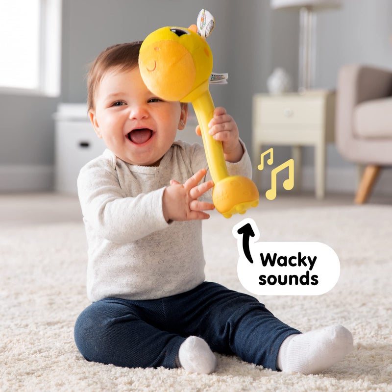 لاماز Lamaze Wacky Giraffe Sensory Baby Toy - ألعاب تعليمية للرضع مع مؤثرات صوتية غريبة للمهارات الحركية الدقيقة - تشمل وضعين صوتيين - حشرجة الطفل الفخمة للأعمار من 12 إلى 18 شهرًا - Image 2