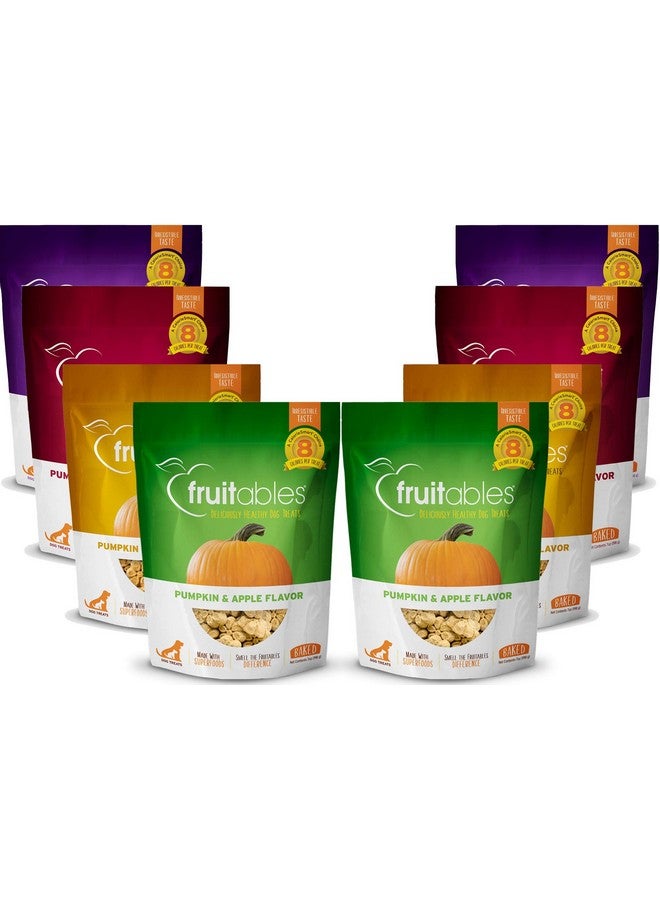 Fruitables Baked Dog Treats Variety Pack of 8 (Pumpkin & Apple, Banana, Blueberry, Cranberry - 7 oz (8 Pack) - Image 1