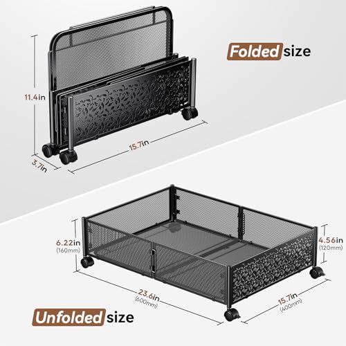 PHINOX Under Bed Storage Containers with Wheels, Under Bed Shoe Storage Organizer Drawer, Tool-free Assembly Metal Storage Containers for Bedroom Clothes Shoes Blankets -2PCK - Image 2