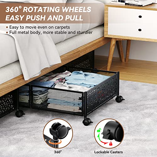PHINOX Under Bed Storage Containers with Wheels, Under Bed Shoe Storage Organizer Drawer, Tool-free Assembly Metal Storage Containers for Bedroom Clothes Shoes Blankets -2PCK - Image 4