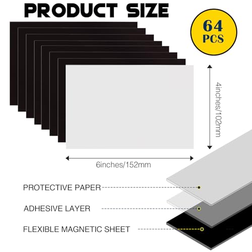CHUNNIAO Magnetic Sheets with Adhesive Backing for Fridge 4x6 Pictures Magnets (Bulk Pack of 64),Adhesive Photo Magnets for Home/Classroom/Office/DIY Fridge Magnets - Image 2