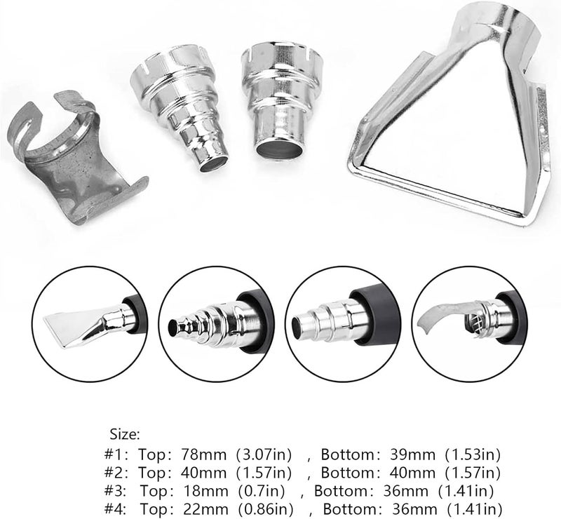 4Pcs Hot Air Accessories, Stainless Steel Nozzles Kit, High Temperature Resistance, for Shrink Wrap Projects, Different Shapes for Artistic Works, Durable - Image 4