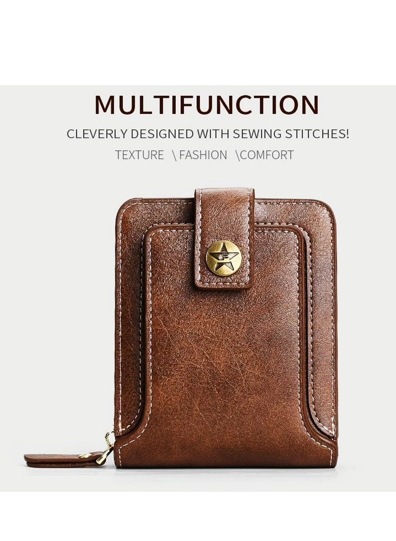 أوزيغالور محفظة جلد مربعة للرجال ذات ضبط كبير ونافذة الهوية وحافظة البطاقات مع حافظة العملات (قهوة) - Image 2