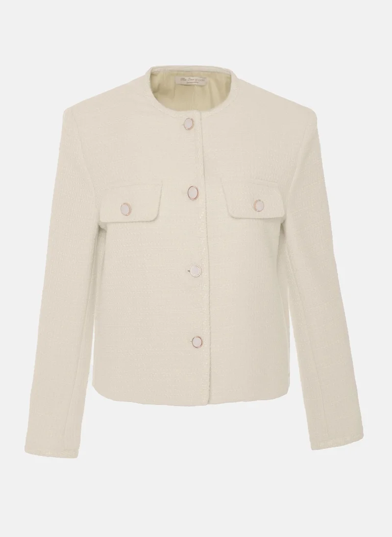Lichi Straight tweed jacket with golden buttons