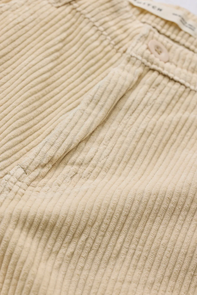 SNITCH Beige Corduroy Regular Fit Trousers