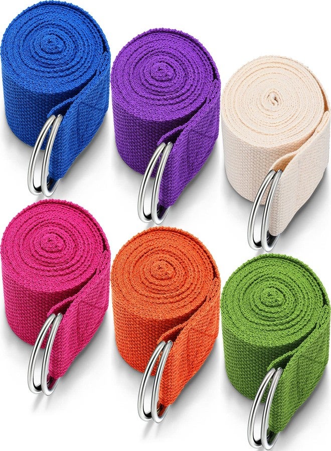 Yilloog 6 Pcs Yoga Strap for Stretching 8 Ft Yoga Exercise Adjustable Straps Bands with Safe Adjustable D Ring Buckle for Pilates Gym Workouts Fitness Improves Sitting Posture(Bright Color) - Image 1