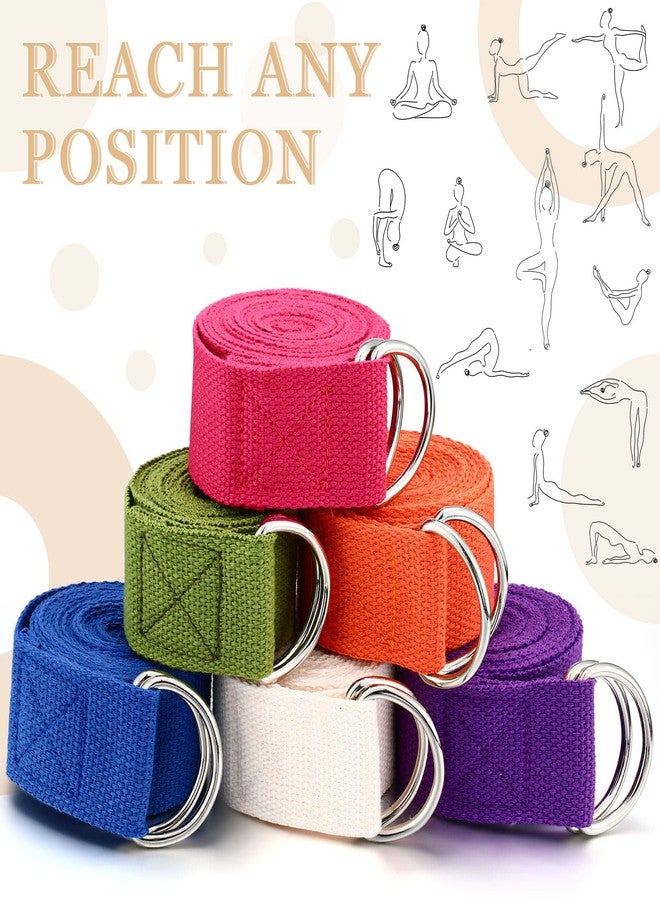Yilloog 6 Pcs Yoga Strap for Stretching 8 Ft Yoga Exercise Adjustable Straps Bands with Safe Adjustable D Ring Buckle for Pilates Gym Workouts Fitness Improves Sitting Posture(Bright Color) - Image 2