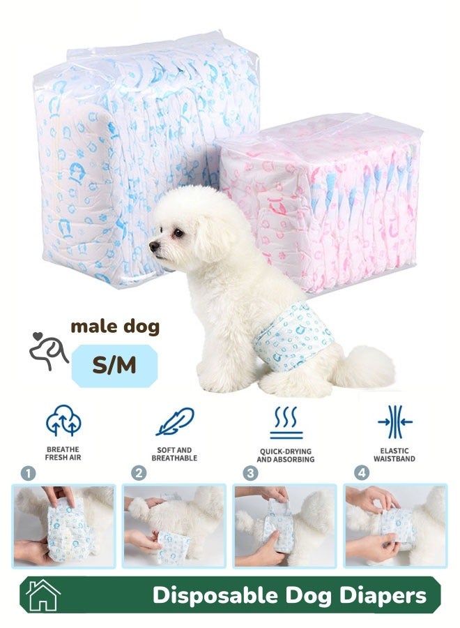Dog Disposable Diapers Male 10pcs Dog Pampers Adjustable Male Dog Wraps with Leak Proof Fit Puppy Diaper Liners Ultra Absorbent Doggie Diapers for Male Dogs Incontinence Excitable Urination Disposable Male Diapers for Dogs - Image 1
