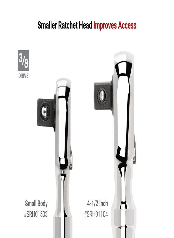 TEKTON 3/8 Inch Drive x 3 Inch Small Body Non-Quick-Release Stubby Ratchet | SRH01503 - Image 3