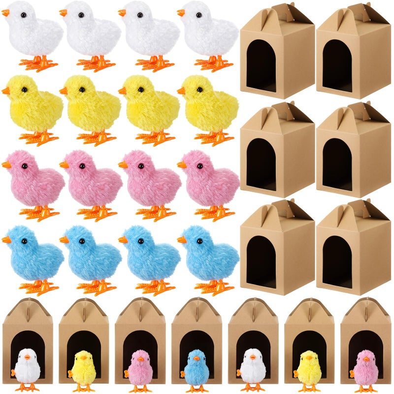 LaRandom 20 Set Adopt a Pet Party Favors Includes Easter Mini Stuffed Animals Kraft Paper Box for Adopt a Pet Theme Birthday Party (Chick,Bright Color) - Image 1