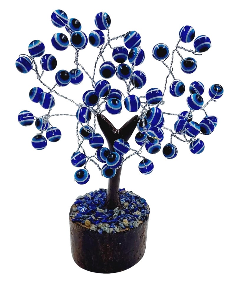ARTISKRITI Evil Eye Tree Home Decor House Decoration Items for Living Room, Drawing Room Side Table Decore (Blue 60 Beads) - Image 5