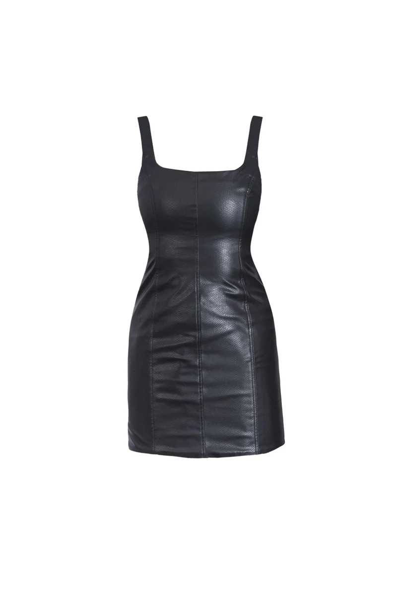 Leather mini dress