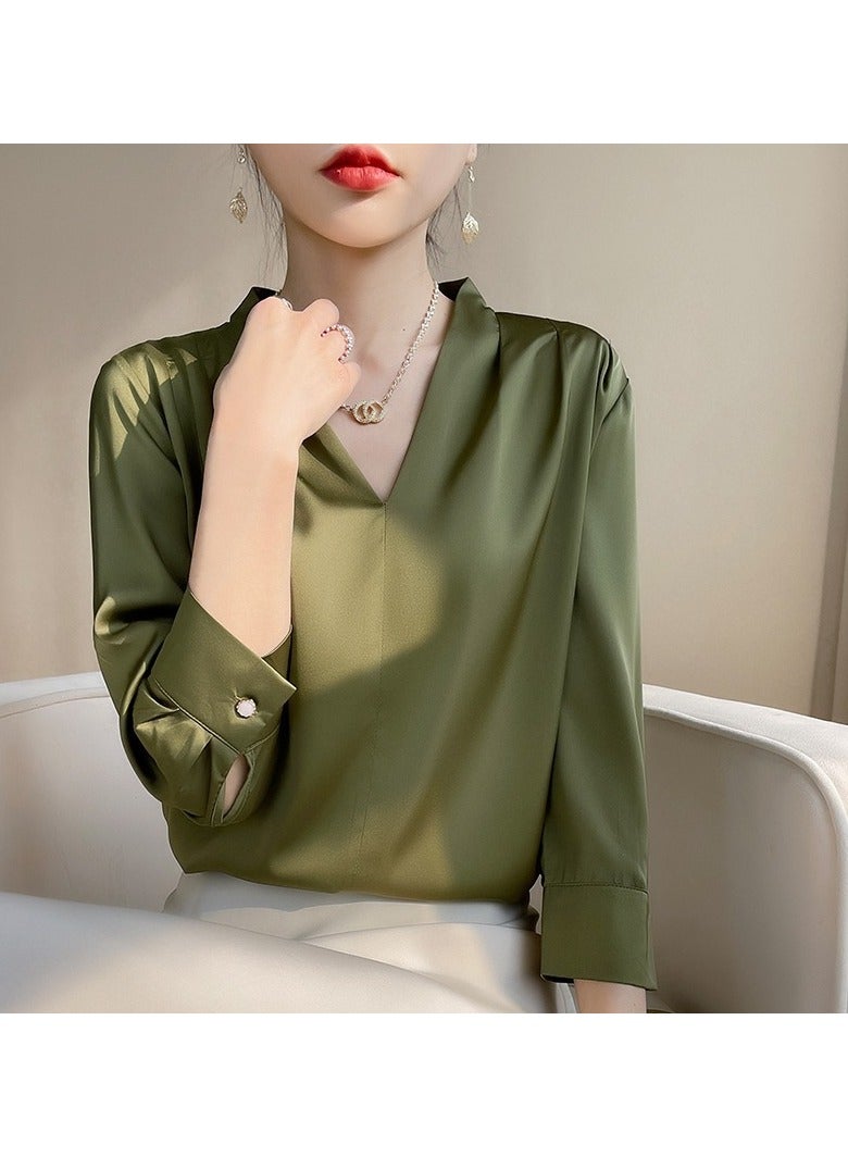 Shougu New Temperament Solid Color Shirt Women's Long Sleeved Shirt  - Image 1