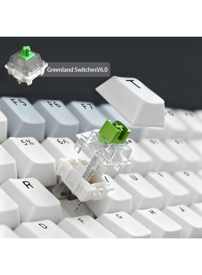 DstoPar Wireless Mechanical Keyboard，75% Hot Swappable Gaming Keyboard With multifunction knob，RGB Backlit，Gasket Structure，PBT Keycaps ，Bluetooth5.0/Type-C/2.4G，K81 mechanical keyboard (Bright White) - Image 5