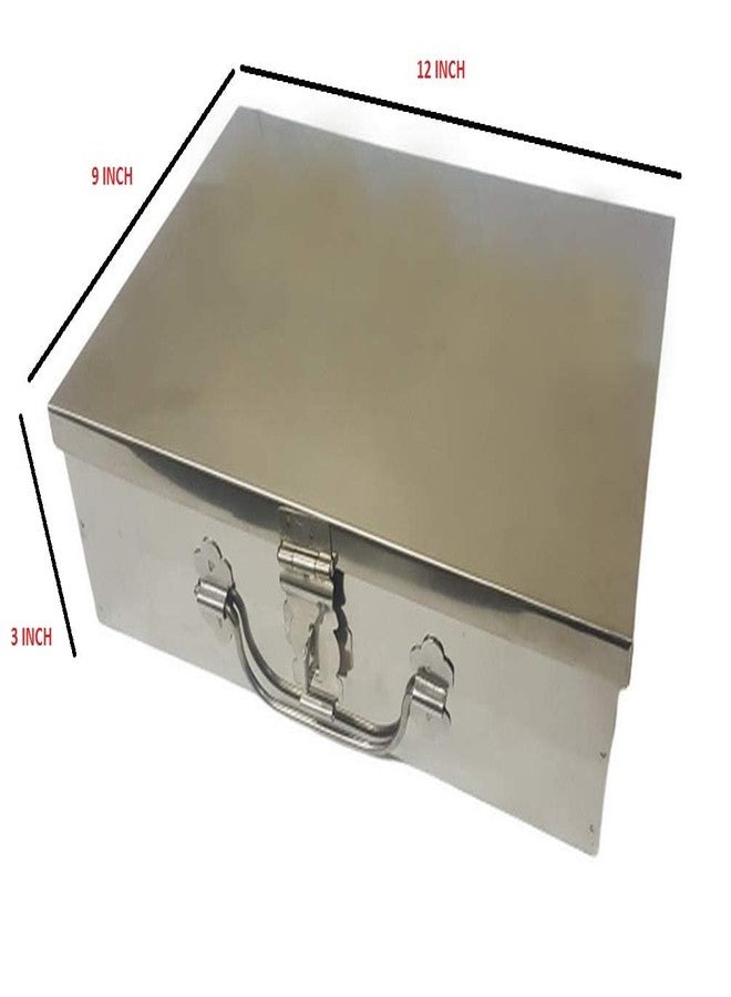 GinoSet® Steel Storage Boxes,Cash Box, Pooja Peti,Document Organizer,Safe Locker Box perfect-gift for storage Set of 2 pieces- (11" &12") For Home Office Hotel Bank ext. - Image 5
