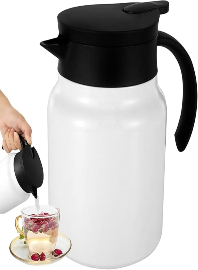 Spaceshoop Teapot, Thermal Insulation Tea Pot, Small Coffee Pot, Household Stainless Steel Kettle, Stewed Teapot Small Coffee Pot for Home Kitchen 1000 ML (WHITE)