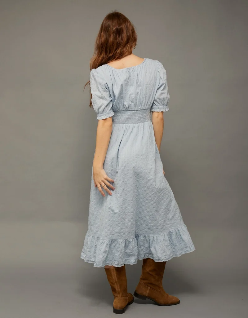 American Eagle  AE Tie-Front Lace Midi Dress for Women | Best Price UAE