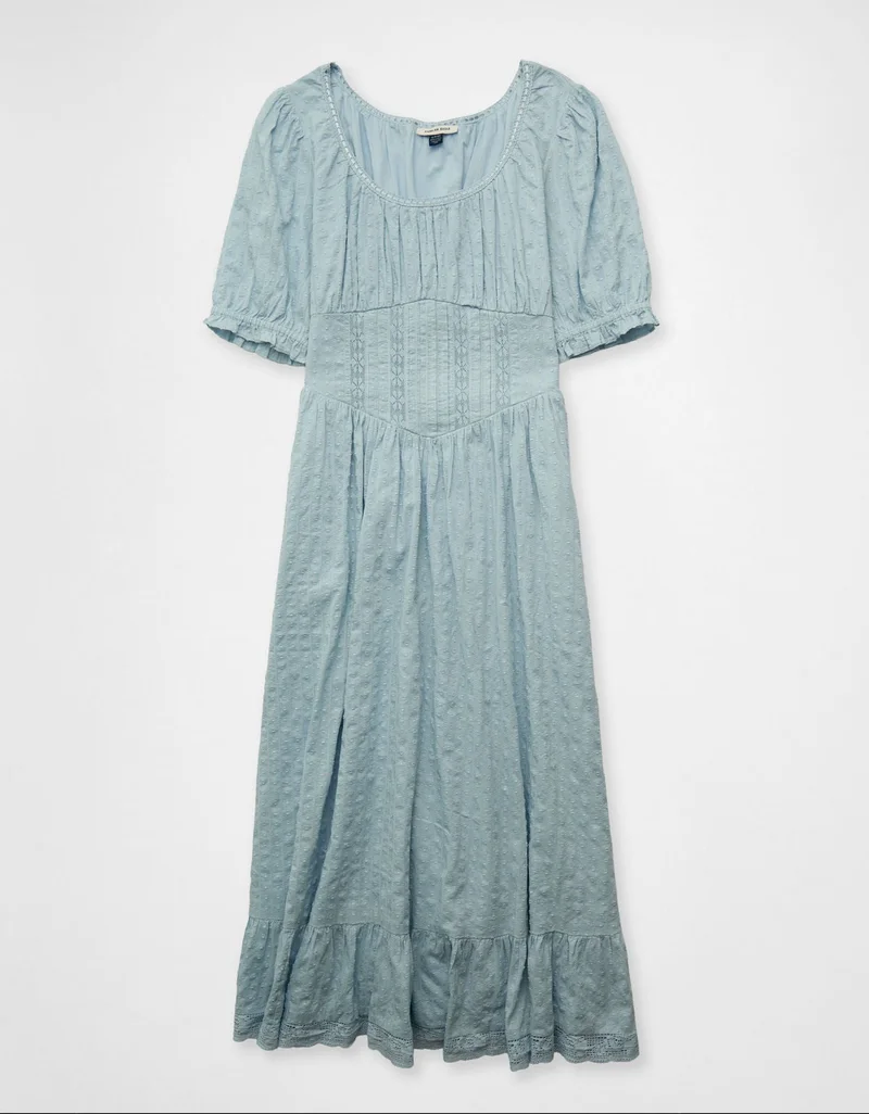 American Eagle  AE Tie-Front Lace Midi Dress for Women | Best Price UAE