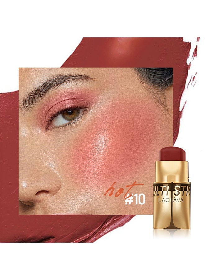 لاتشافا أحمر الخدود متعدد العيون لظلال العيون وأحمر الشفاه أحمر الشفاه وكريم أحمر الخدود للوجه 3 في 1 أحمر شفاه مرطب غير لزج مرطب ناعم للوجه أحمر خدود مكياج 8G #10 - Image 2