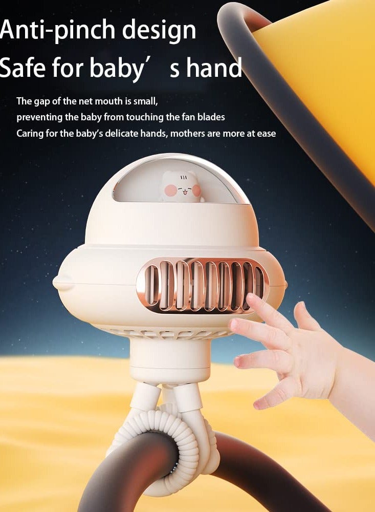 ET-LIFE Mini Portable Stroller Space Fan with 4 Speeds 4000 mAh Baterry Chargeable Rotatable lexible Tripod Handheld Desk Cooling Fan for Car Seat Crib Treadmill Travel  - Image 3