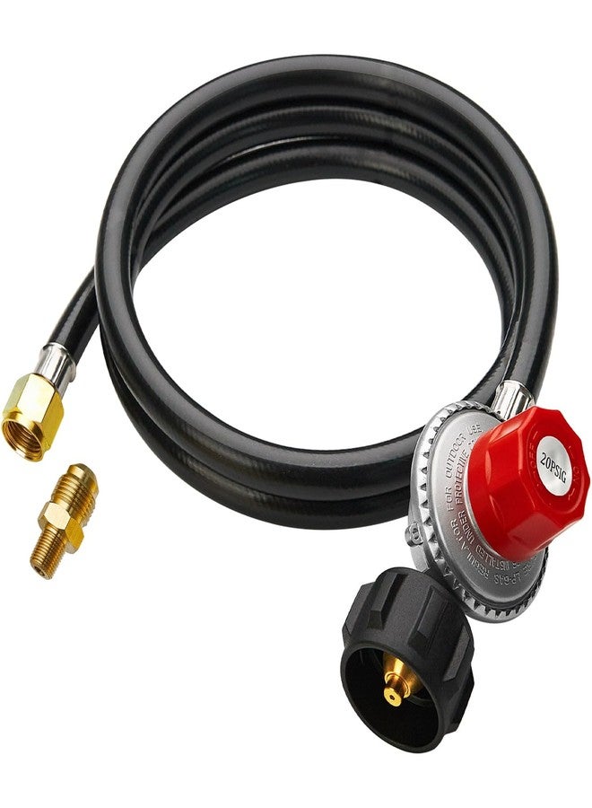 CALPOSE 5FT High Pressure Propane Regulator Hose, 0~20PSI Adjustable Propane Tank Regulator, QCC1 & 3/8” Female, Fit for Turkey Fryer，Fish Fryer，Propane Burner，Fire Pit, Forge, and More - Image 1