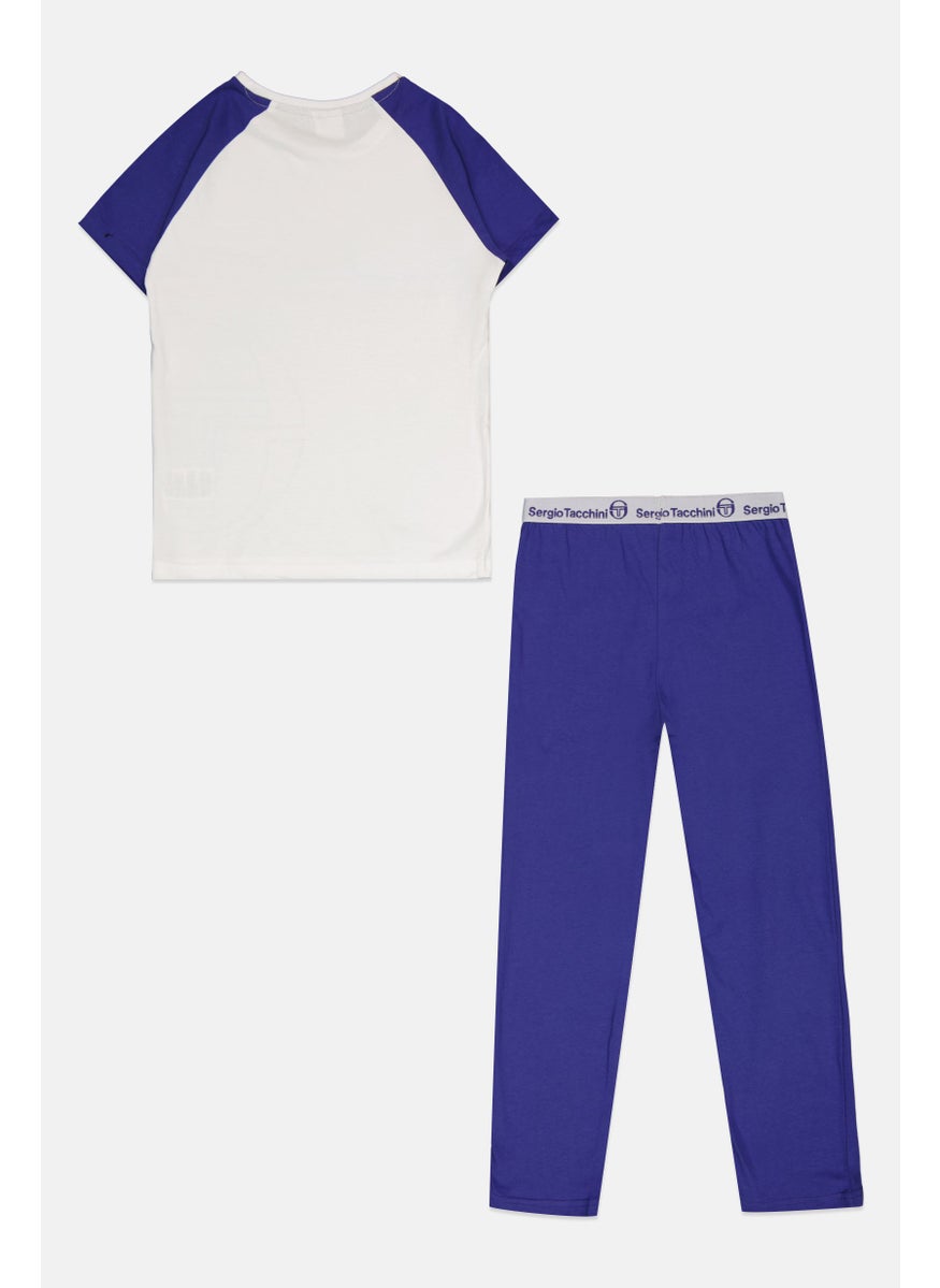 Sergio Tacchini Kids Boy 2 Piece Graphic Printed Pajama Set, White  - Image 2
