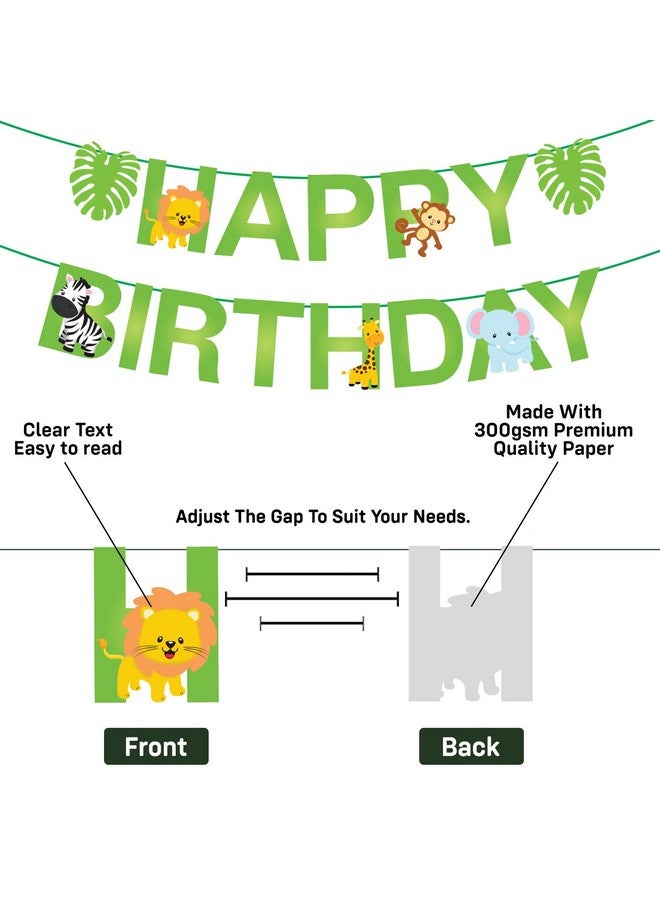 Party Propz Party Propz Jungle Theme Birthday Decoration Kit - 4pcs Jungle Theme Birthday Decoration Items for Boy and Girl,12 Month Photo Banner, Happy Birthday Banner (Cardstock) - Image 3