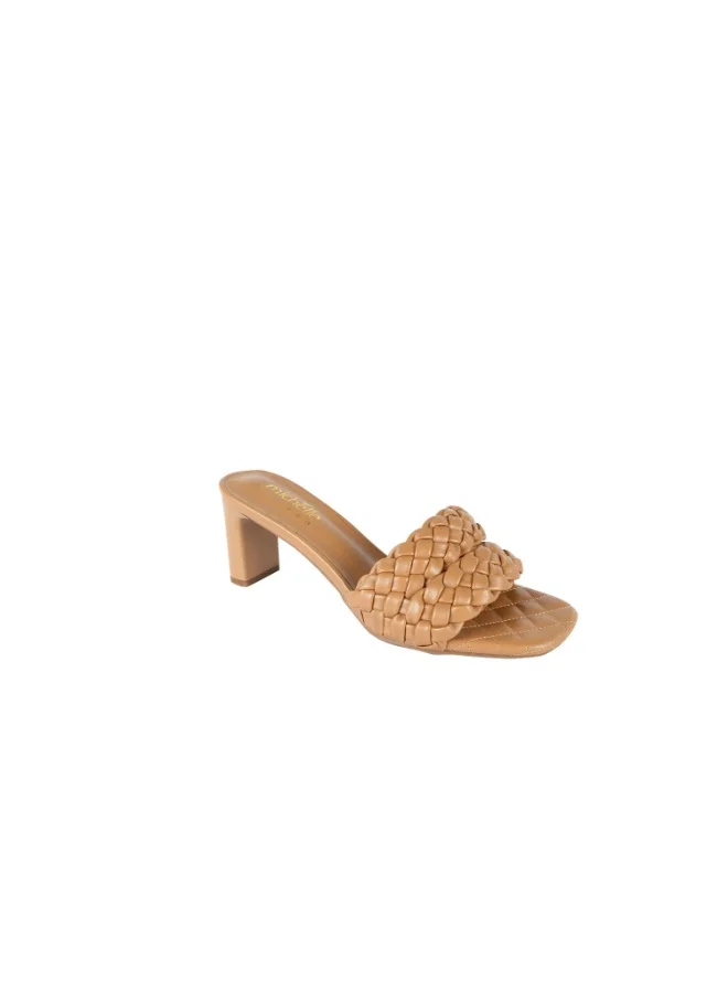 ميشيل مورجان 092-2273 Michelle Morgon Ladies Mesh Strap Block Heel Sandals  Brown