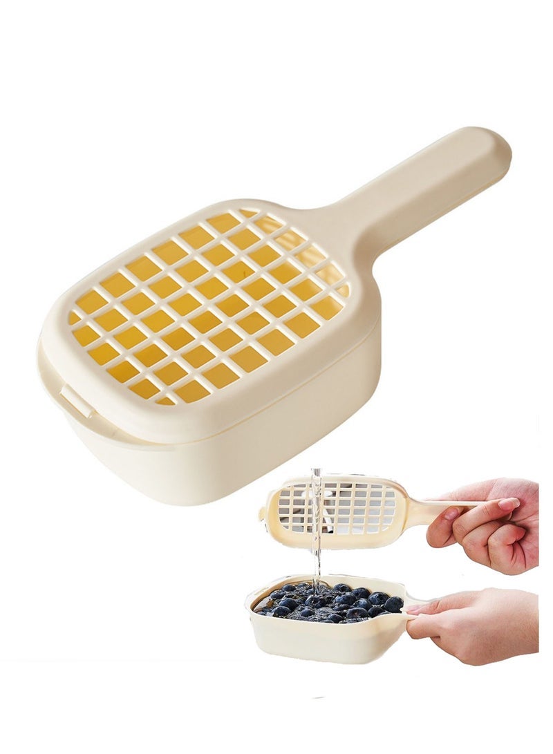 Captaintech Food Strainer Drainer Bowl, Fruit and Vegetable Strainer Best Kitchen Accessories, Drainer Basket with Handle, Washable Fruit and Vegetable Basket, Microwavable Food Organizer Leakable Sieve, White - Image 1