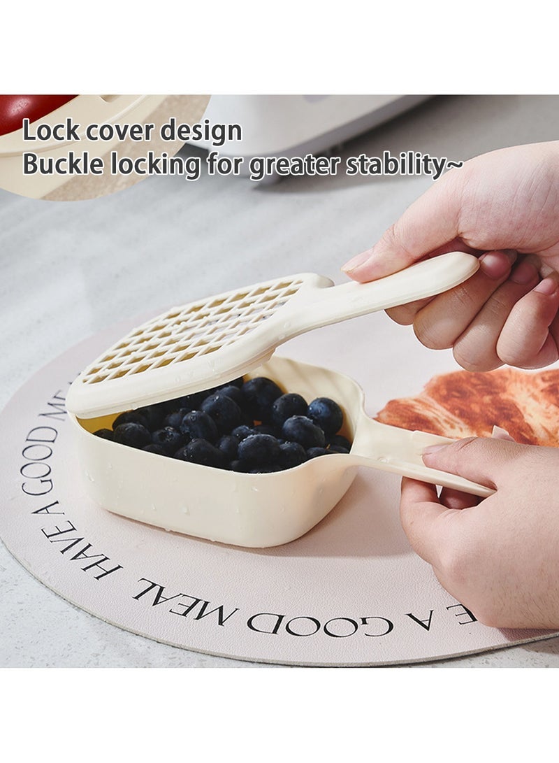 Captaintech Food Strainer Drainer Bowl, Fruit and Vegetable Strainer Best Kitchen Accessories, Drainer Basket with Handle, Washable Fruit and Vegetable Basket, Microwavable Food Organizer Leakable Sieve, White - Image 3